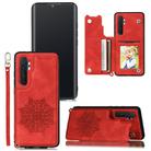 For Xiaomi Mi Note 10 Lite Mandala Embossed PU + TPU Case with Holder & Card Slots & Photo Frame & Strap(Red) - 1