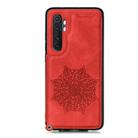 For Xiaomi Mi Note 10 Lite Mandala Embossed PU + TPU Case with Holder & Card Slots & Photo Frame & Strap(Red) - 2
