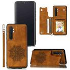 For Xiaomi Mi Note 10 Lite Mandala Embossed PU + TPU Case with Holder & Card Slots & Photo Frame & Strap(Brown) - 1