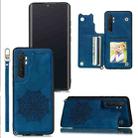 For Xiaomi Mi Note 10 Lite Mandala Embossed PU + TPU Case with Holder & Card Slots & Photo Frame & Strap(Blue) - 1