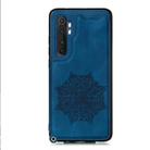 For Xiaomi Mi Note 10 Lite Mandala Embossed PU + TPU Case with Holder & Card Slots & Photo Frame & Strap(Blue) - 1