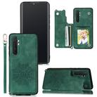 For Xiaomi Mi Note 10 Lite Mandala Embossed PU + TPU Case with Holder & Card Slots & Photo Frame & Strap(Green) - 1