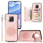 For Xiaomi Redmi 10X Pro 5G Mandala Embossed PU + TPU Case with Holder & Card Slots & Photo Frame & Strap(Rose Gold) - 1