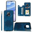 For Xiaomi Redmi 10X Pro 5G Mandala Embossed PU + TPU Case with Holder & Card Slots & Photo Frame & Strap(Blue) - 1