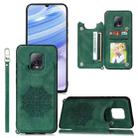 For Xiaomi Redmi 10X Pro 5G Mandala Embossed PU + TPU Case with Holder & Card Slots & Photo Frame & Strap(Green) - 1