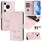 For Huawei Pura 70 Pro Smile Embossing RFID Leather Phone Case(Pink) - 1