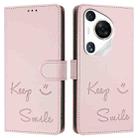 For Huawei Pura 70 Pro Smile Embossing RFID Leather Phone Case(Pink) - 3