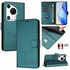 For Huawei Pura 70 Pro Smile Embossing RFID Leather Phone Case(Peacock Green) - 1