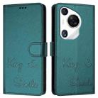 For Huawei Pura 70 Pro Smile Embossing RFID Leather Phone Case(Peacock Green) - 3