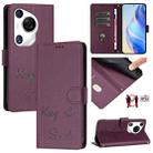 For Huawei Pura 70 Pro Smile Embossing RFID Leather Phone Case(Violet) - 1