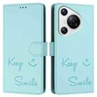 For Huawei Pura 70 Smile Embossing RFID Leather Phone Case(Mint Green) - 3