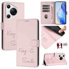 For Huawei Pura 70 Smile Embossing RFID Leather Phone Case(Pink) - 1