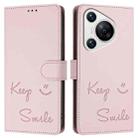 For Huawei Pura 70 Smile Embossing RFID Leather Phone Case(Pink) - 3