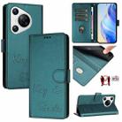 For Huawei Pura 70 Smile Embossing RFID Leather Phone Case(Peacock Green) - 1