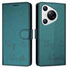 For Huawei Pura 70 Smile Embossing RFID Leather Phone Case(Peacock Green) - 3