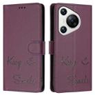 For Huawei Pura 70 Smile Embossing RFID Leather Phone Case(Violet) - 3