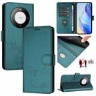 For Huawei Mate 60 Pro / 60 Pro+ Smile Embossing RFID Leather Phone Case(Peacock Green) - 1