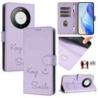 For Huawei Mate 60 Pro / 60 Pro+ Smile Embossing RFID Leather Phone Case(Light Purple) - 1