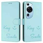 For Huawei P60 Art Smile Embossing RFID Leather Phone Case(Mint Green) - 3