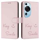 For Huawei P60 Art Smile Embossing RFID Leather Phone Case(Pink) - 3