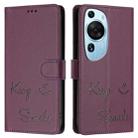 For Huawei P60 Art Smile Embossing RFID Leather Phone Case(Violet) - 3