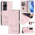 For Huawei P60 / P60 Pro Smile Embossing RFID Leather Phone Case(Pink) - 1