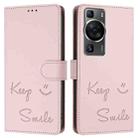 For Huawei P60 / P60 Pro Smile Embossing RFID Leather Phone Case(Pink) - 3