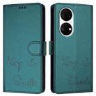 For Huawei Enjoy 50 Pro 4G Smile Embossing RFID Leather Phone Case(Peacock Green) - 3