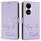 For Huawei Enjoy 50 Pro 4G Smile Embossing RFID Leather Phone Case(Light Purple) - 3