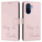 For Huawei Enjoy 50 4G Smile Embossing RFID Leather Phone Case(Pink) - 3