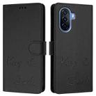 For Huawei nova Y70 Plus Smile Embossing RFID Leather Phone Case(Black) - 3