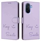 For Huawei nova Y70 Plus Smile Embossing RFID Leather Phone Case(Light Purple) - 3