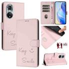 For Huawei nova 9 Smile Embossing RFID Leather Phone Case(Pink) - 1