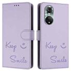 For Huawei nova 9 Smile Embossing RFID Leather Phone Case(Light Purple) - 3