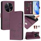 For Huawei nova 12i 4G Global Smile Embossing RFID Leather Phone Case(Violet) - 1