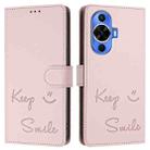 For Huawei nova 12s 4G Global Smile Embossing RFID Leather Phone Case(Pink) - 3