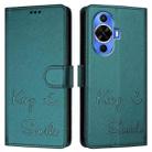 For Huawei nova 12s 4G Global Smile Embossing RFID Leather Phone Case(Peacock Green) - 3