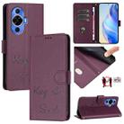 For Huawei nova 12s 4G Global Smile Embossing RFID Leather Phone Case(Violet) - 1