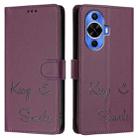 For Huawei nova 12s 4G Global Smile Embossing RFID Leather Phone Case(Violet) - 3