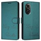 For Huawei nova 9 SE Smile Embossing RFID Leather Phone Case(Peacock Green) - 3