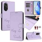 For Huawei nova 9 SE Smile Embossing RFID Leather Phone Case(Light Purple) - 1