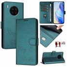 For Huawei nova 8i Smile Embossing RFID Leather Phone Case(Peacock Green) - 1