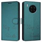 For Huawei nova 8i Smile Embossing RFID Leather Phone Case(Peacock Green) - 3