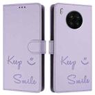 For Huawei nova 8i Smile Embossing RFID Leather Phone Case(Light Purple) - 3