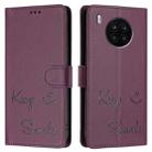 For Huawei nova 8i Smile Embossing RFID Leather Phone Case(Violet) - 3