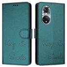 For Huawei nova 9 Pro Smile Embossing RFID Leather Phone Case(Peacock Green) - 3