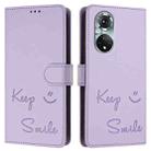 For Huawei nova 9 Pro Smile Embossing RFID Leather Phone Case(Light Purple) - 3