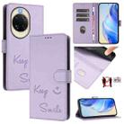 For Huawei nova 14 Pro 5G Smile Embossing RFID Leather Phone Case(Light Purple) - 1