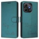 For Huawei Enjoy 80s Smile Embossing RFID Leather Phone Case(Peacock Green) - 2