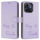 For Huawei Enjoy 80s Smile Embossing RFID Leather Phone Case(Light Purple) - 2